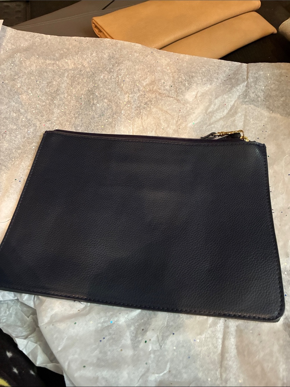 Men's Navy Leather Zip Pouch - Sleek Everyday Carry